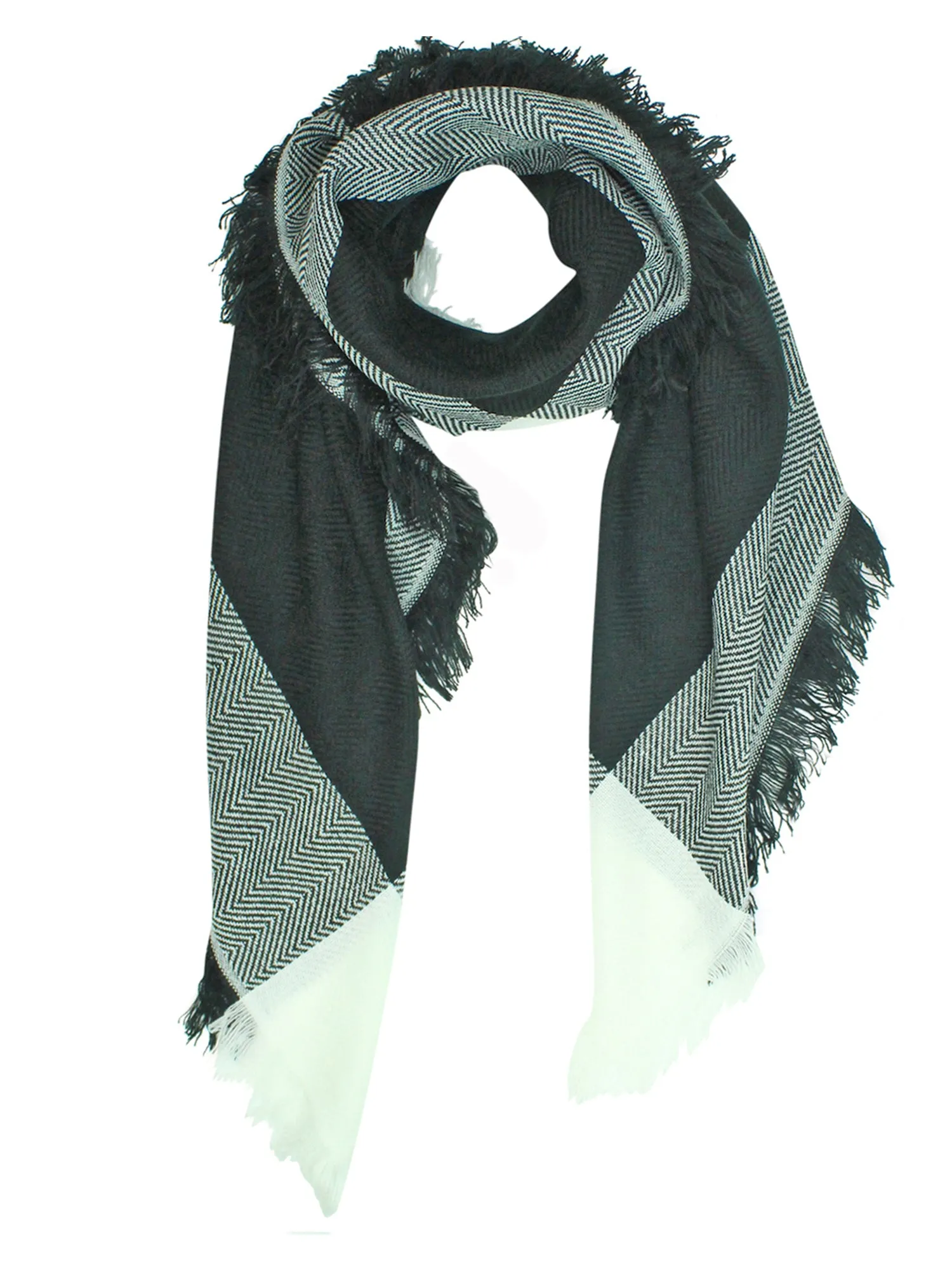 Black & White Oversized Plaid Blanket Scarf