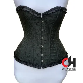 Black Brocade Overburst Corset - Steel Boned