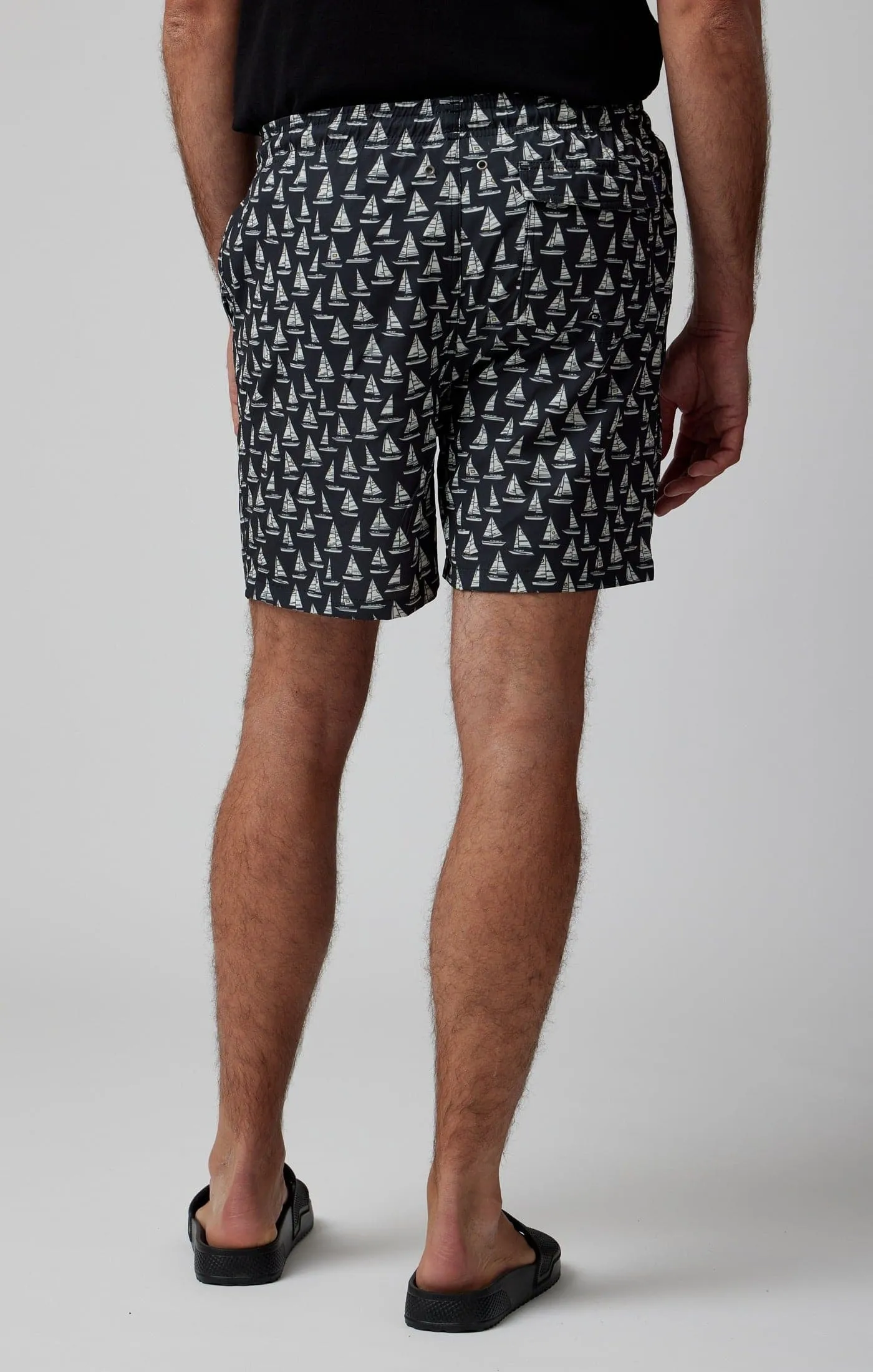 Black Sailboats Swim Shorts