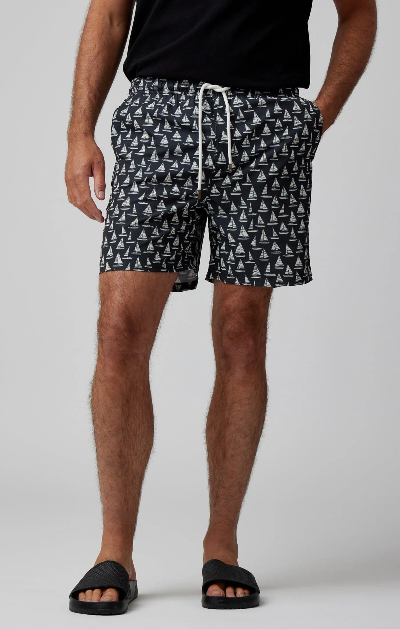 Black Sailboats Swim Shorts