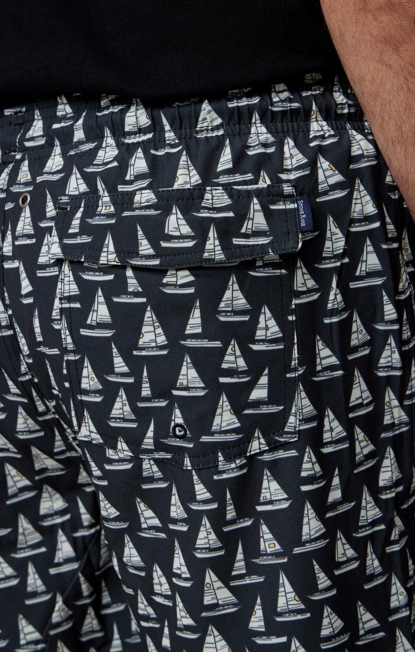 Black Sailboats Swim Shorts