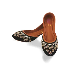 Black Velvet Embroidered Khussa Juti For Women | Comfortable and Stylish Shoes for Any Occasion - 13Khu