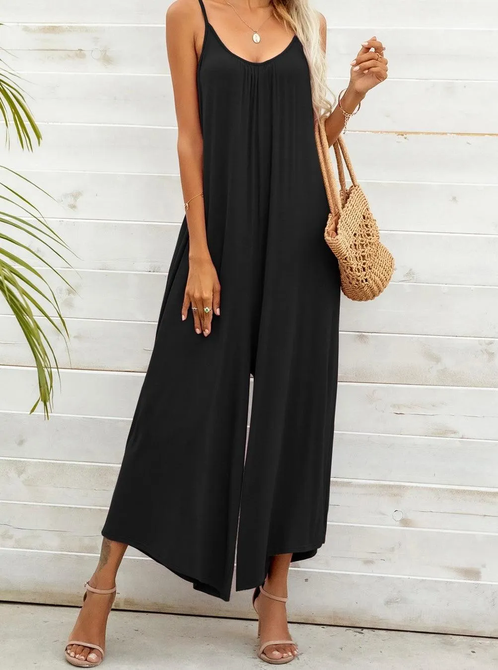 Black Wide Leg Cami Jumpsuit