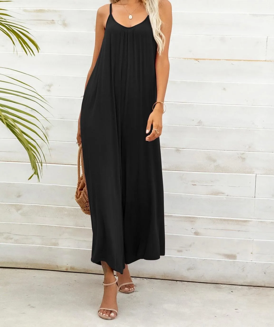 Black Wide Leg Cami Jumpsuit