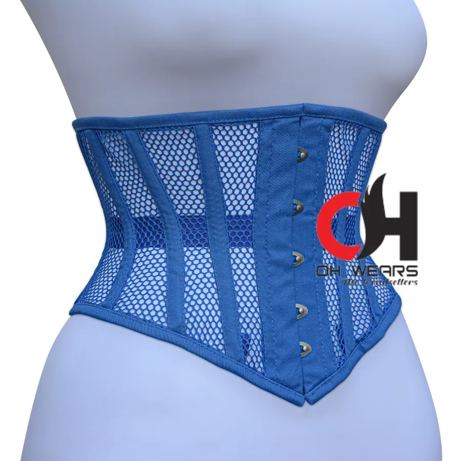 Blue Mesh Underbust corsets - Steel Boned