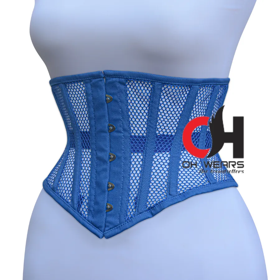 Blue Mesh Underbust corsets - Steel Boned