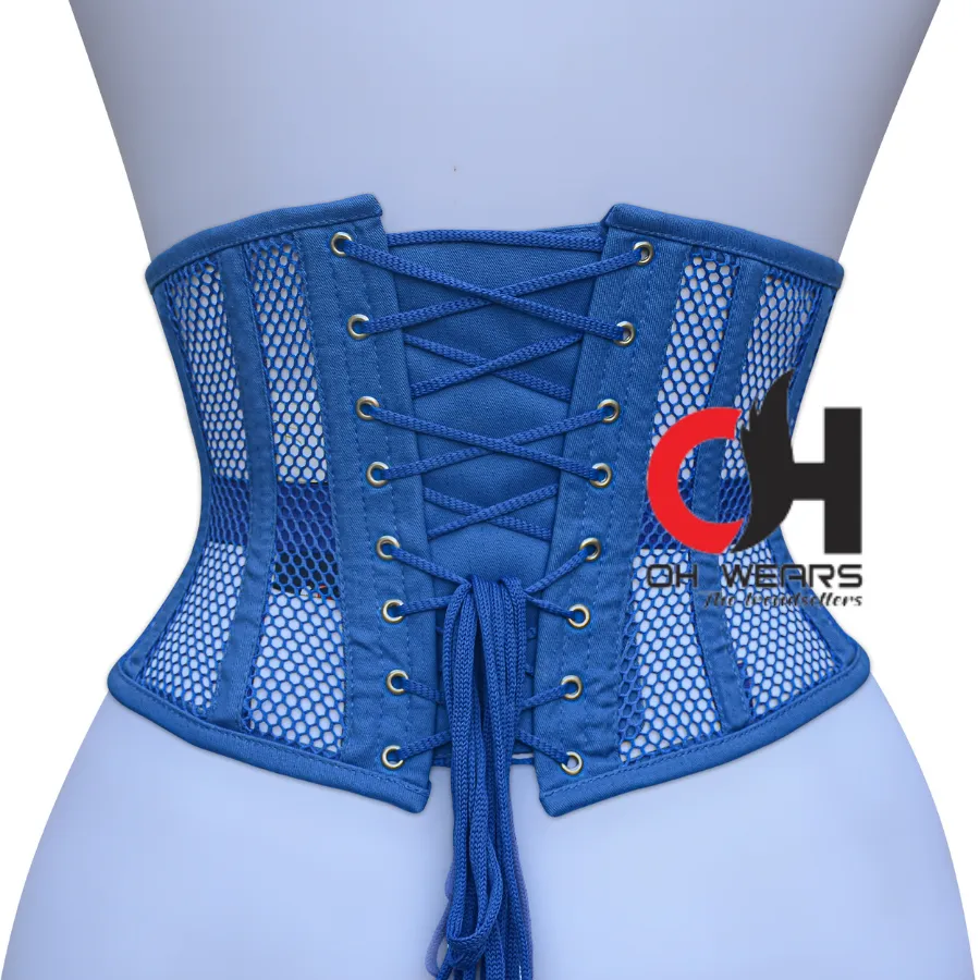 Blue Mesh Underbust corsets - Steel Boned