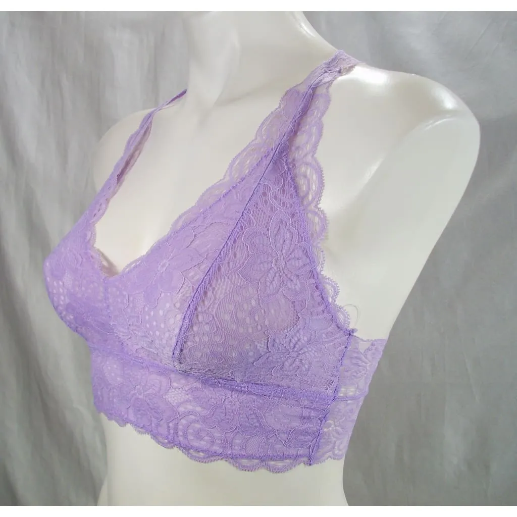 Bongo Juniors' Lace Wire Free Racerback Bralette Size XS X-SMALL Pastel Lilac