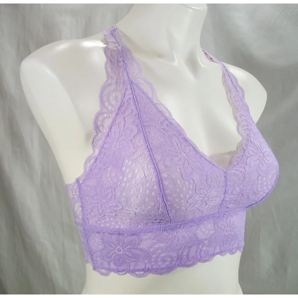 Bongo Juniors' Lace Wire Free Racerback Bralette Size XS X-SMALL Pastel Lilac