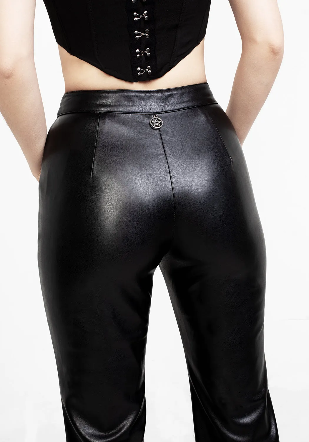 BRONTE LEATHER FLARED TROUSERS