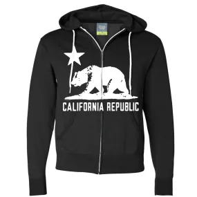 California Flag Oversize White Silhouette Zip-Up Hoodie