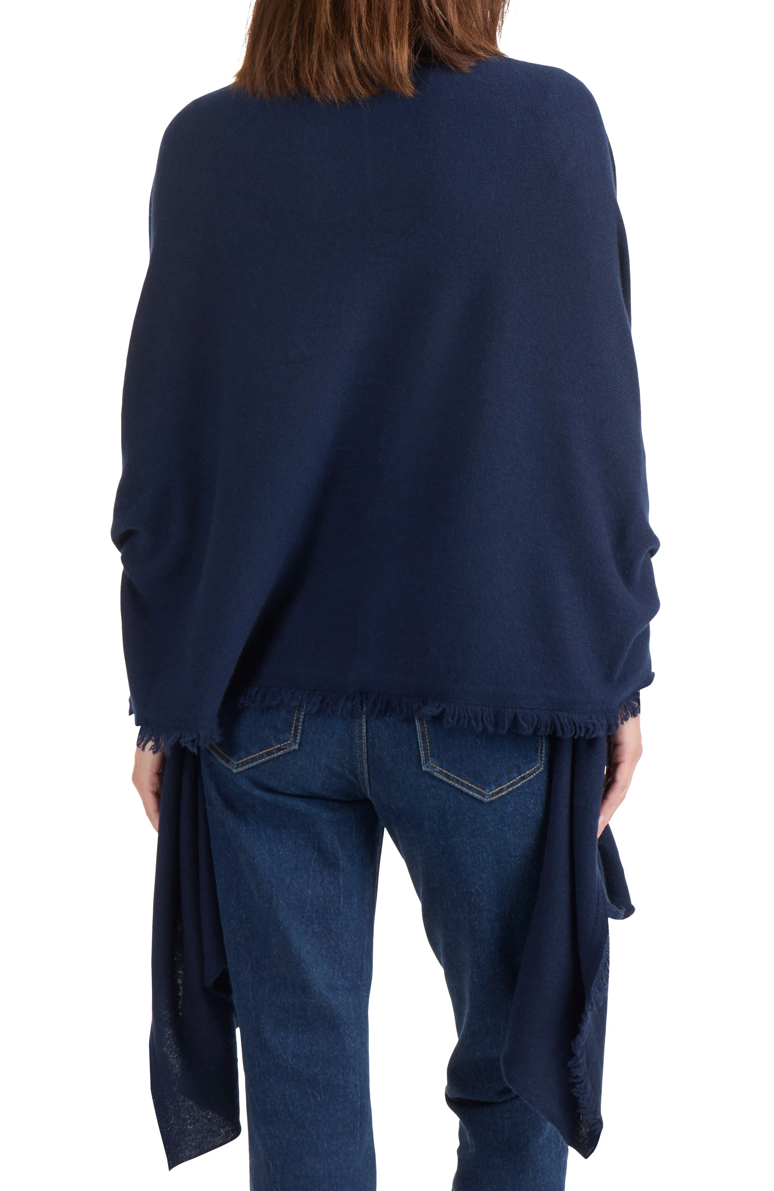 CASHMERE JERSEY WRAP WITH FRINGE