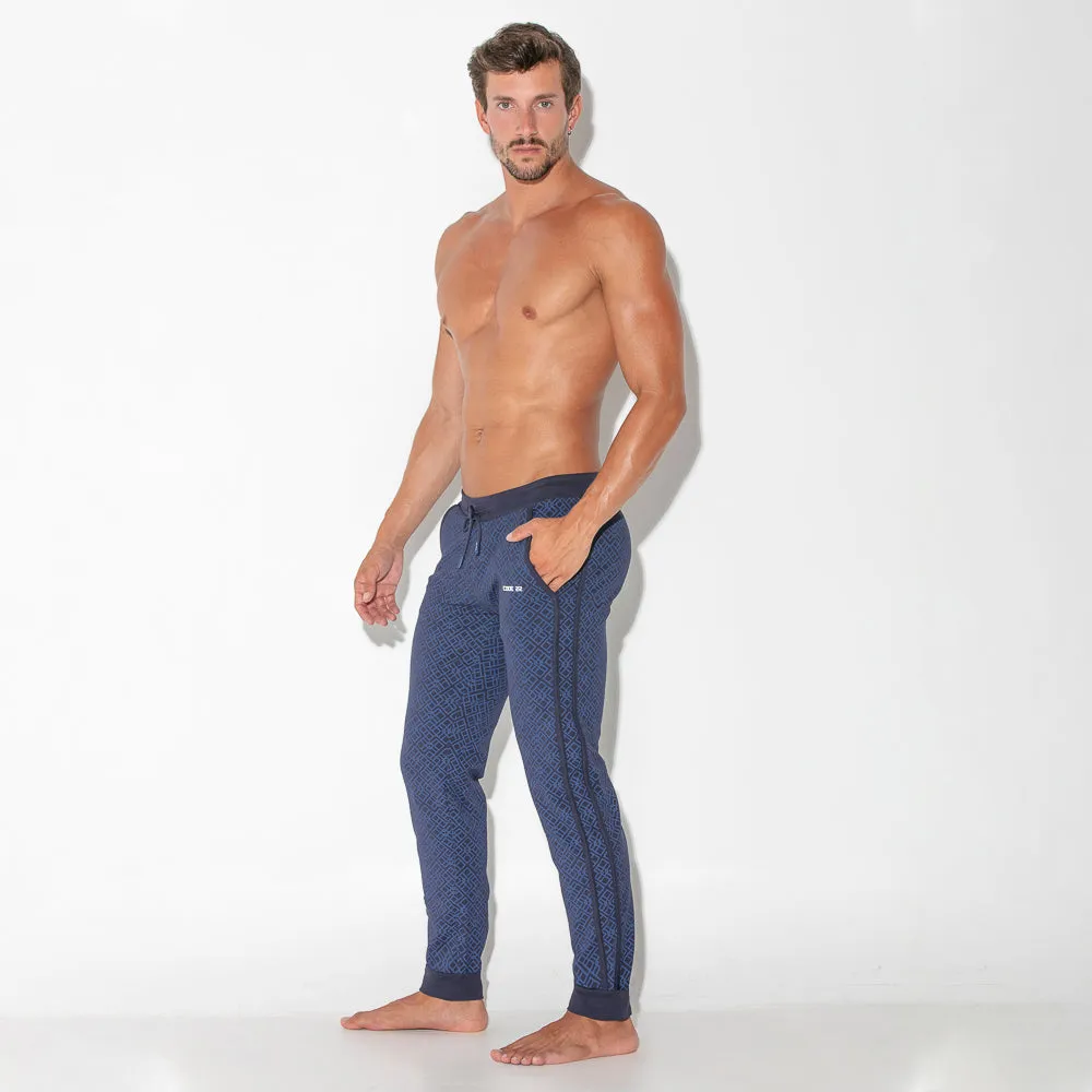 Code 22 Geometric slim-fit cotton jogger 9812 navy blue