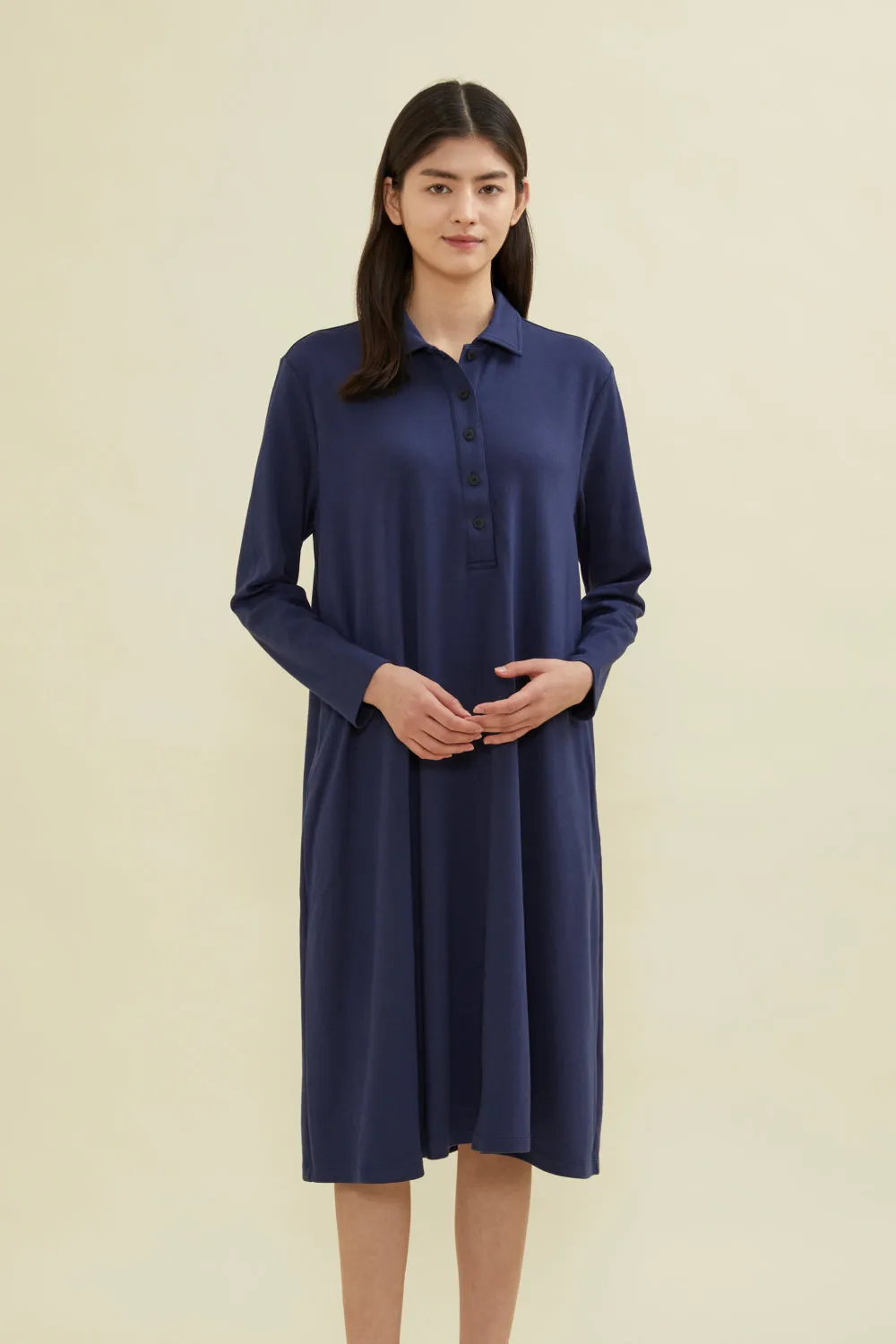 Collared Flare Button Down Nursing Dress