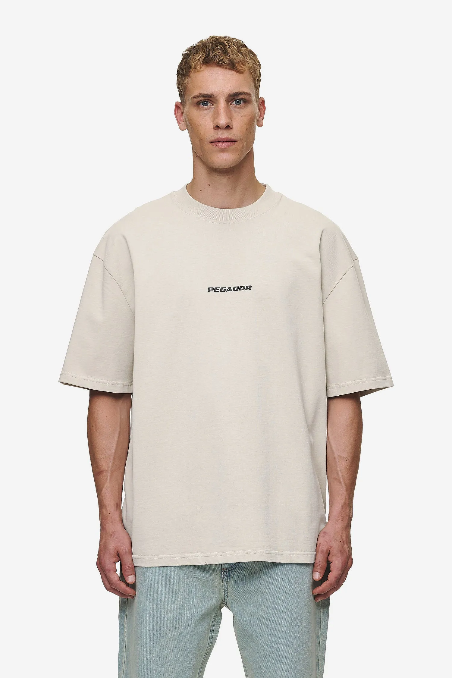 Colne Logo Oversized Tee Washed Light Beige Anthracite