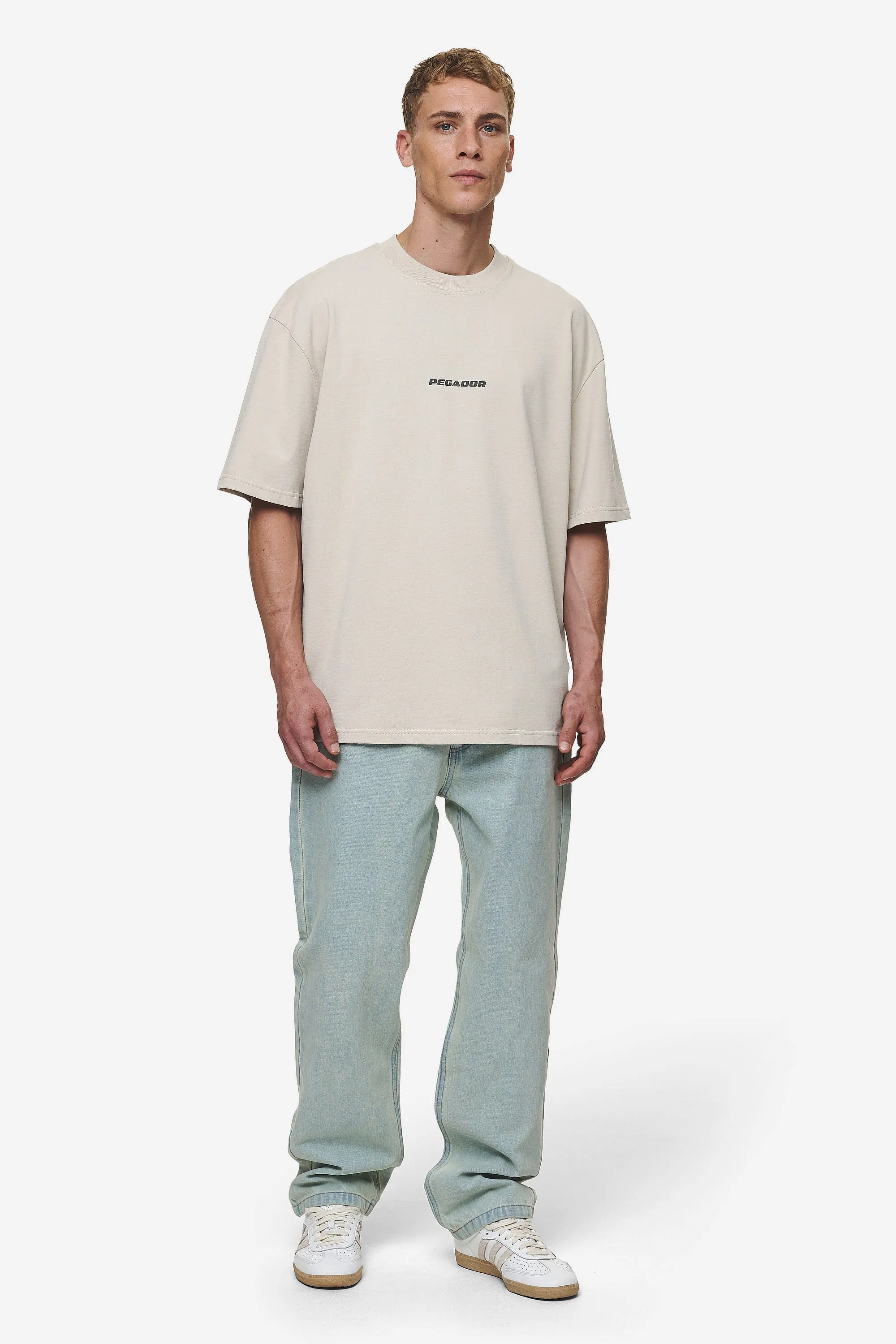 Colne Logo Oversized Tee Washed Light Beige Anthracite