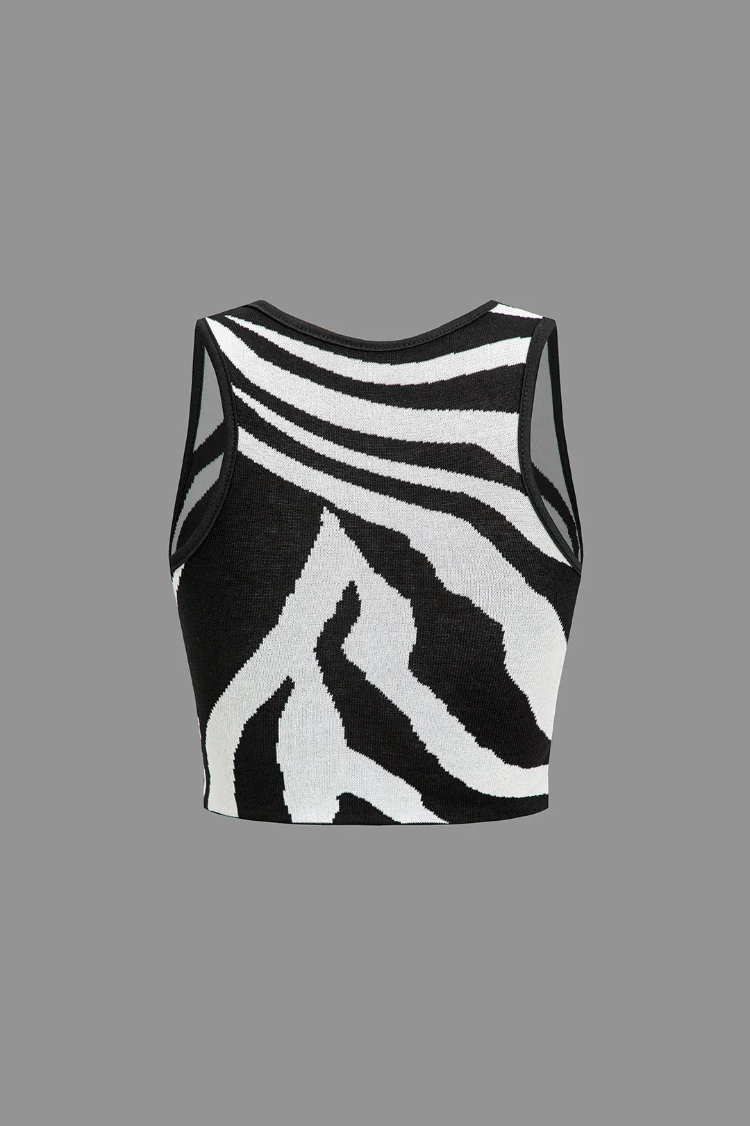 Color Block Zebra Print Knit Tank Top