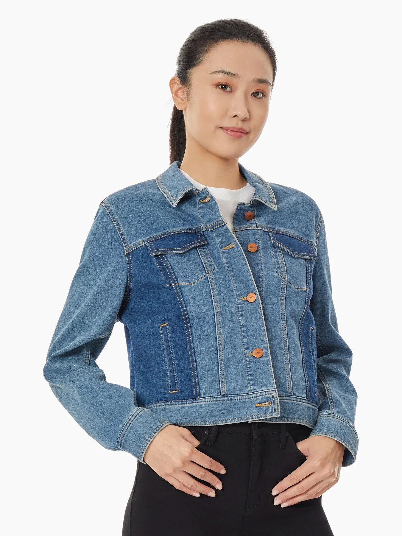 Colorblock Denim Trucker Jacket