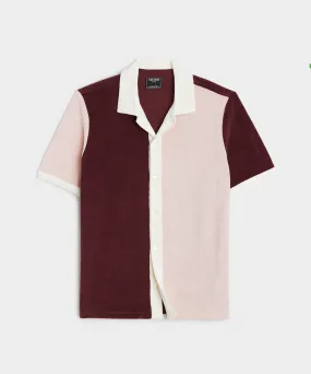 Colorblock Terry Beach Polo in Classic Burgundy