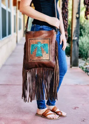 Concealed Carry Thunderbird Fringe Crossbody Handbag