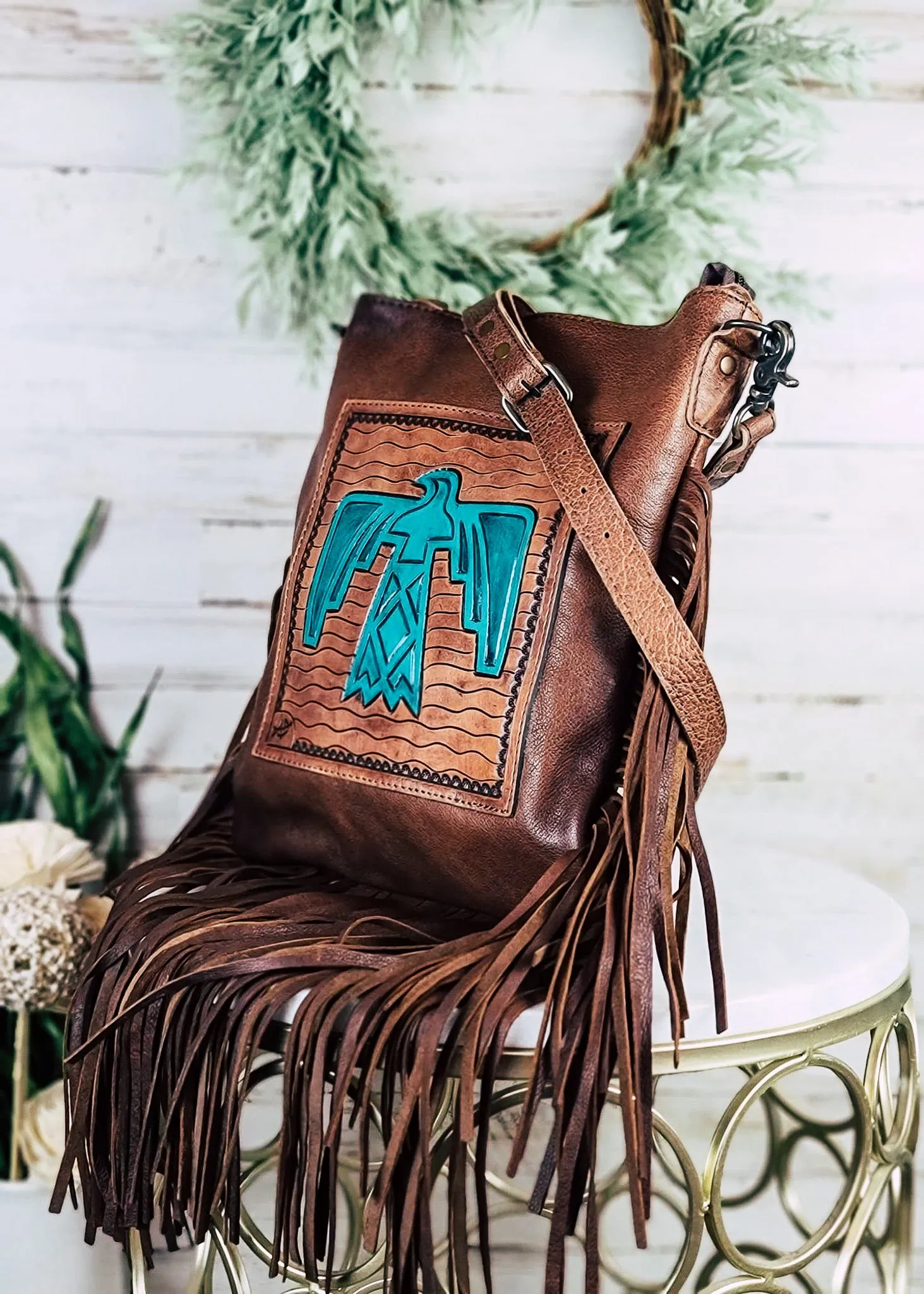 Concealed Carry Thunderbird Fringe Crossbody Handbag