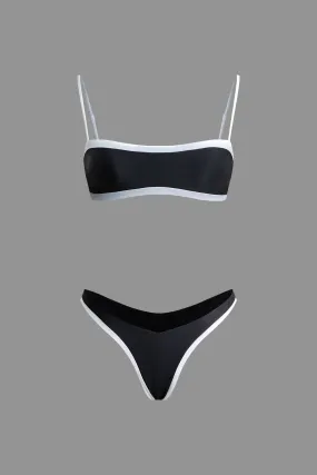 Contrast Bikini Set