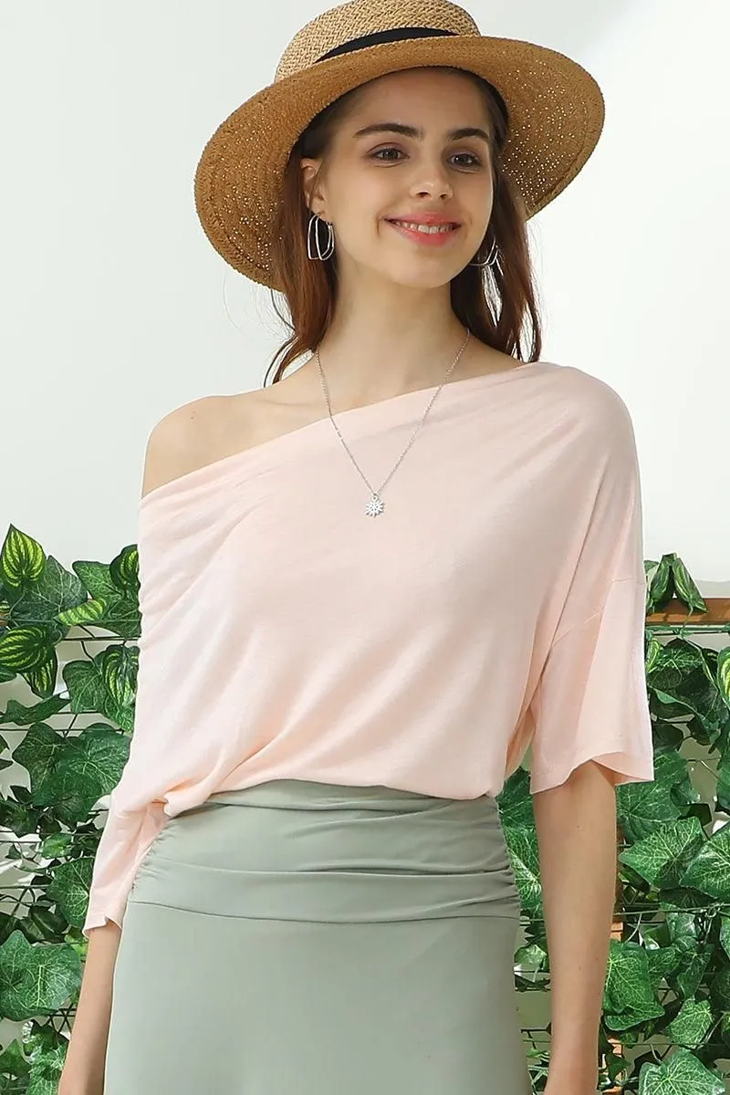 COWL NECK SHORT SLEEVE T SHIRT TOP