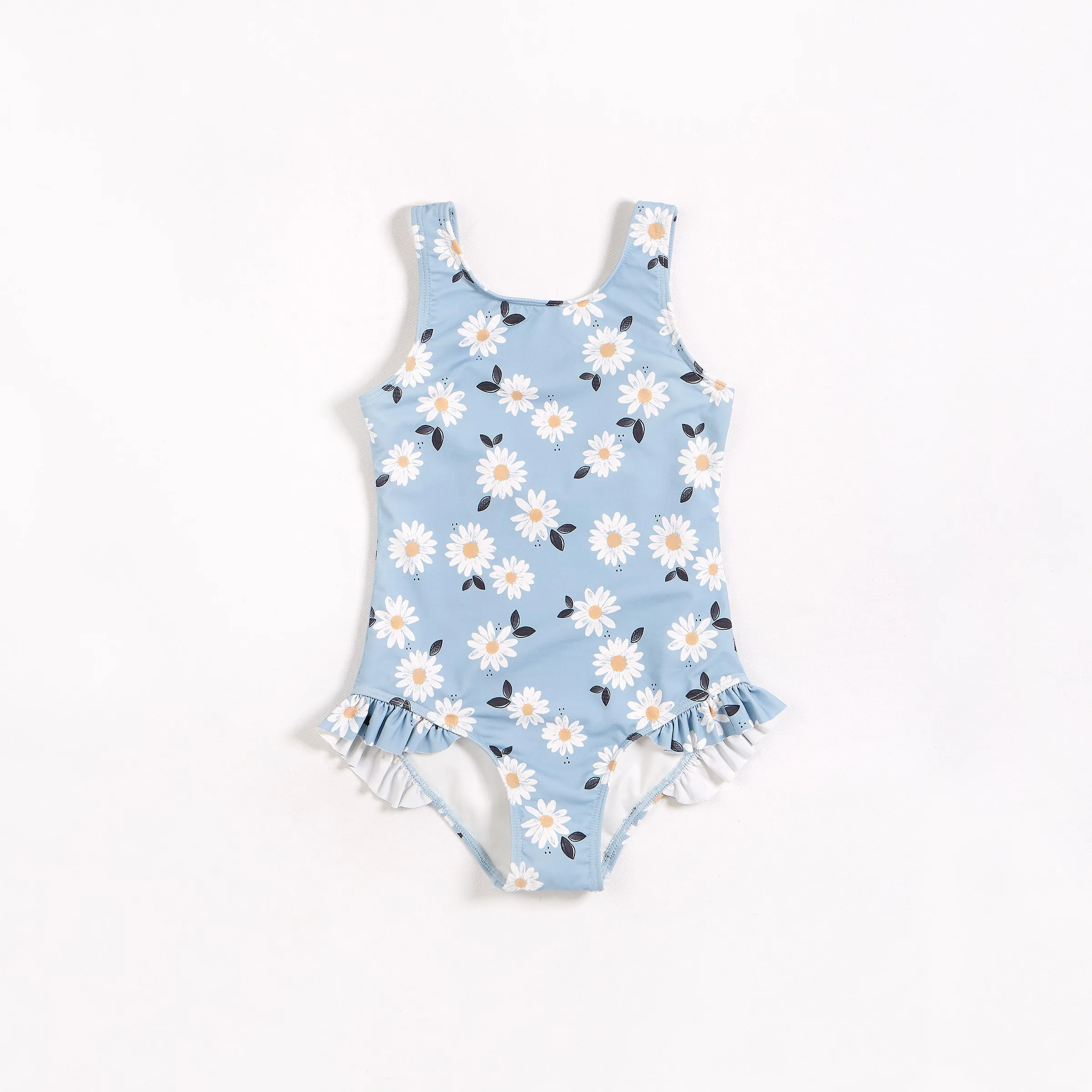 Daisies on Dusty Blue One-Piece Swimsuit | Petit Lem