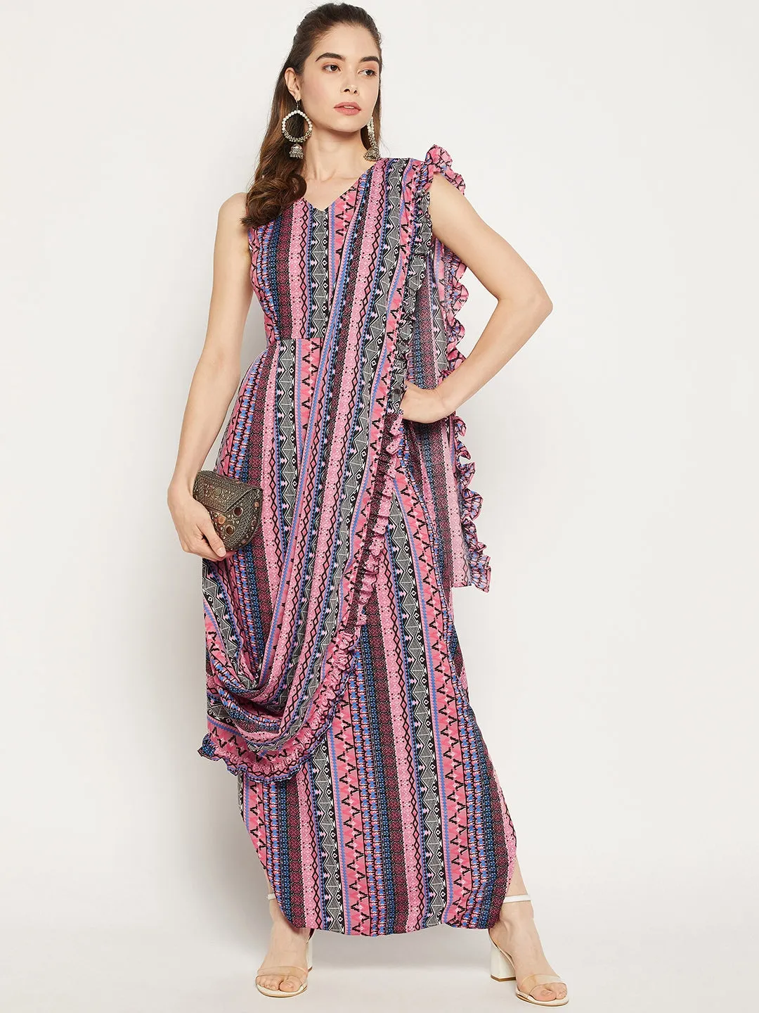 Dhoti Jumpsuit with Attached Dupatta