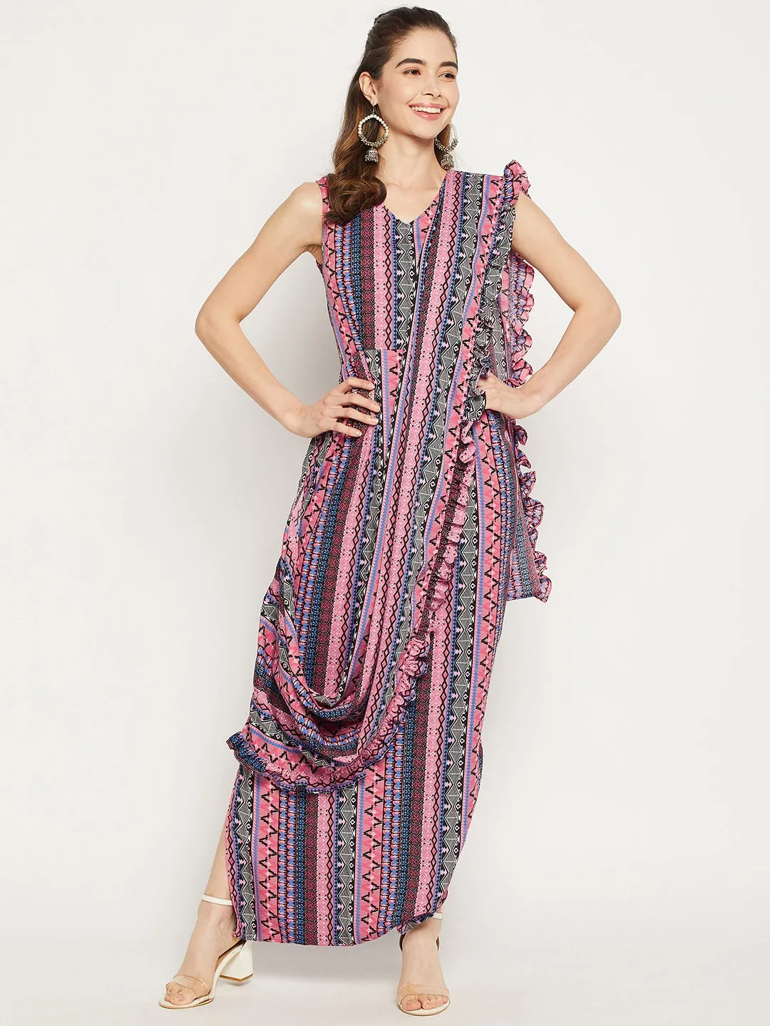 Dhoti Jumpsuit with Attached Dupatta