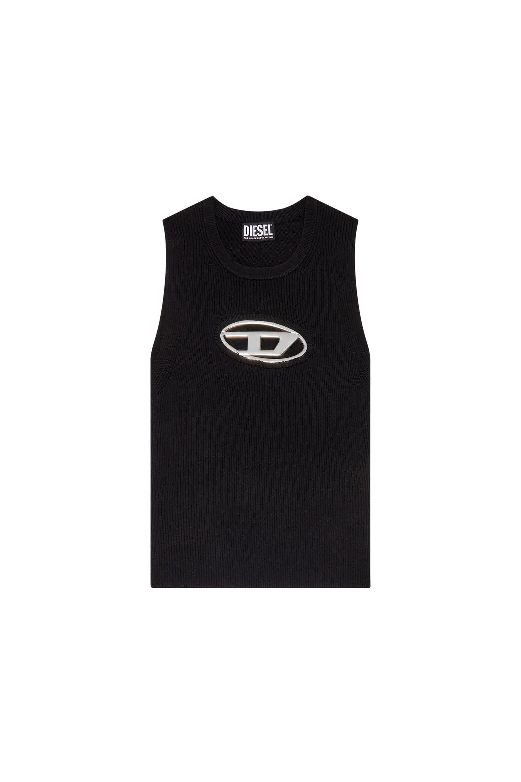 Diesel M-Onerva-Top Cut-out knit top with logo plaque Black