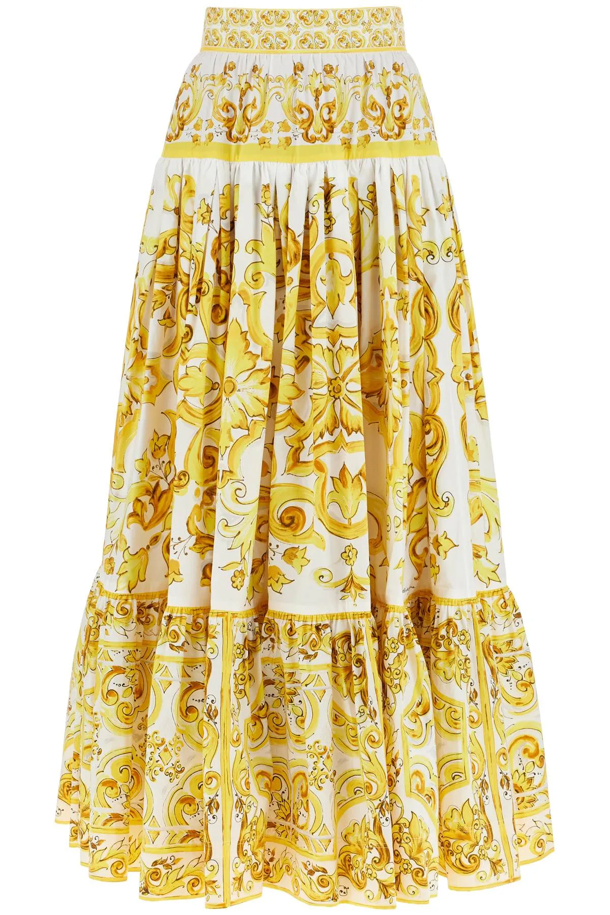 DOLCE & GABBANA long ruffled skirt in maiolica print