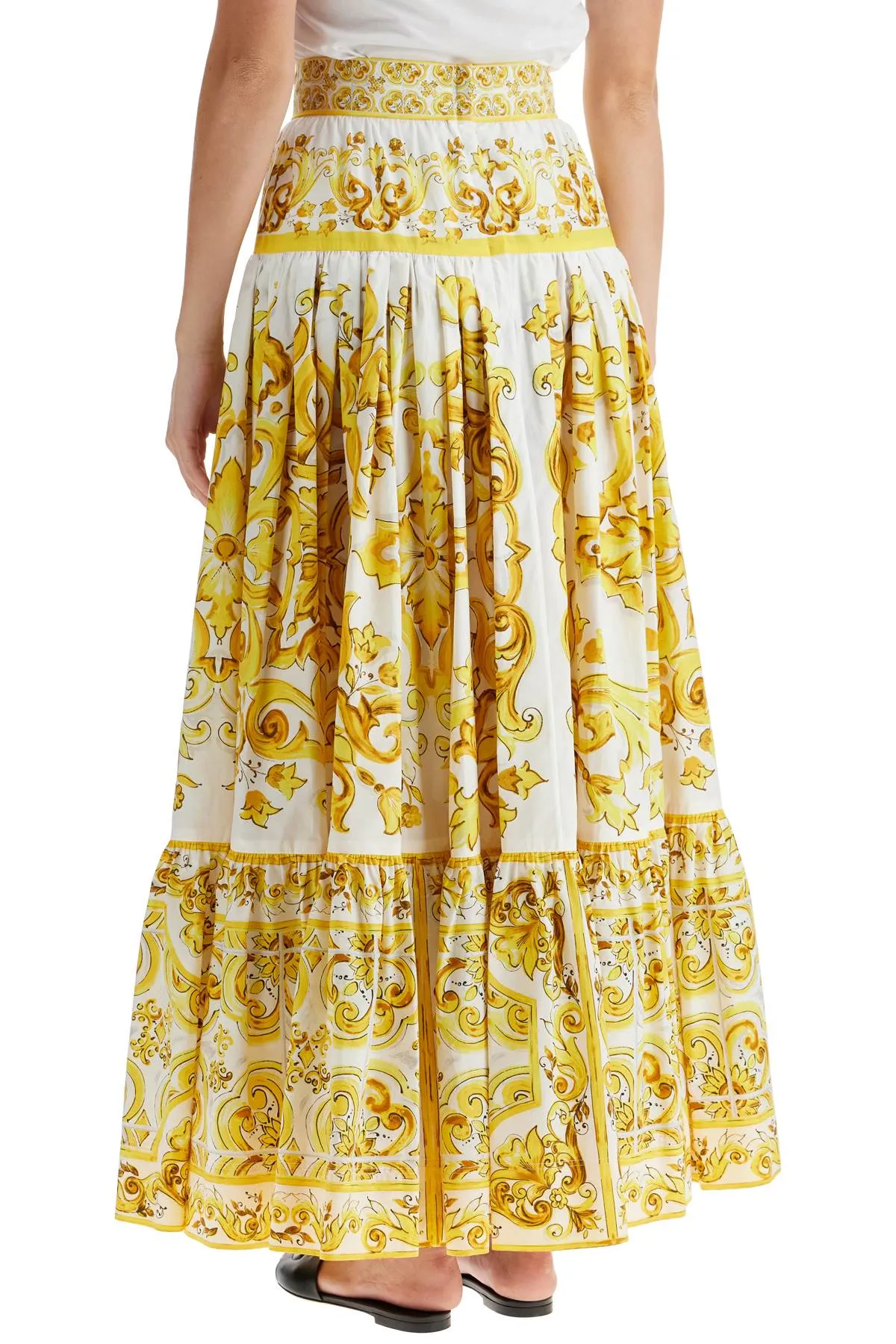 DOLCE & GABBANA long ruffled skirt in maiolica print