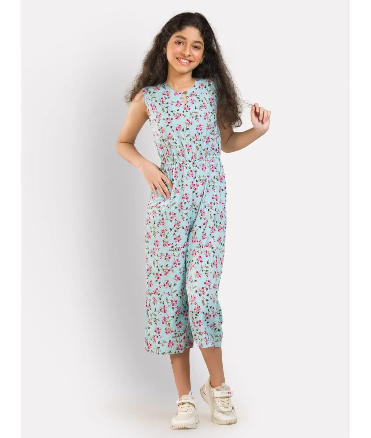 Elasticated Key-hole Jumpsuit for Girls