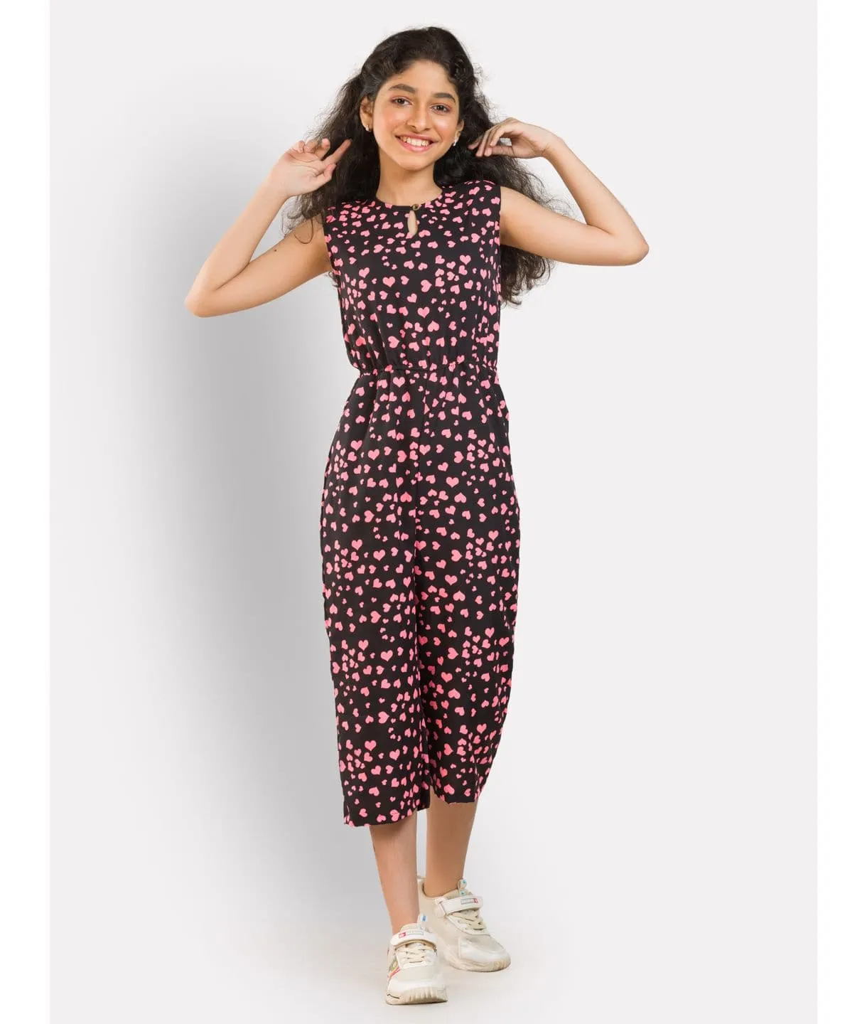 Elasticated Key-hole Jumpsuit for Girls