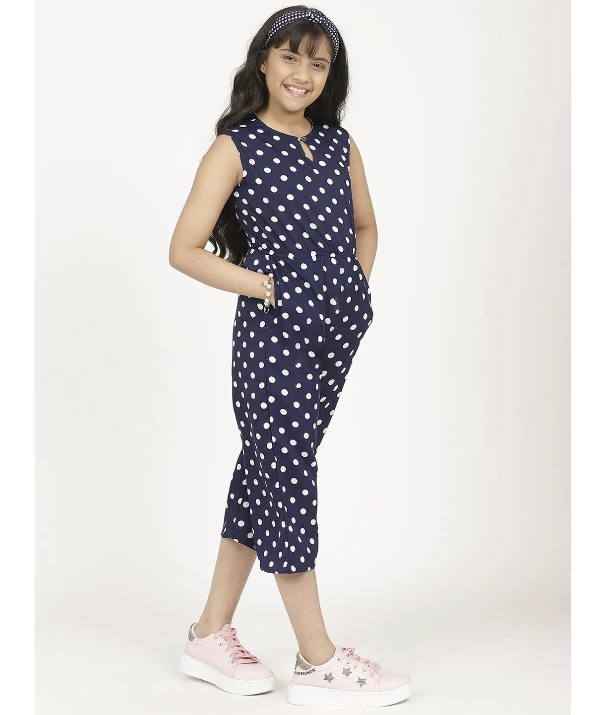 Elasticated Key-hole Jumpsuit for Girls