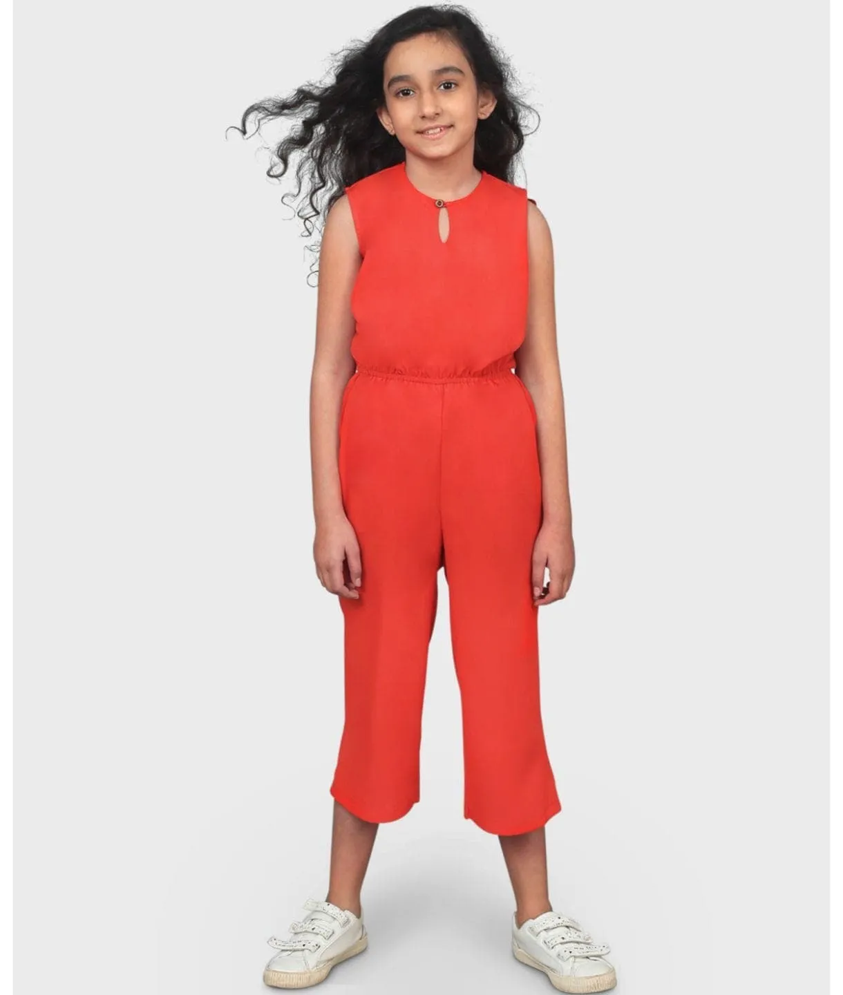 Elasticated Key-hole Jumpsuit for Girls