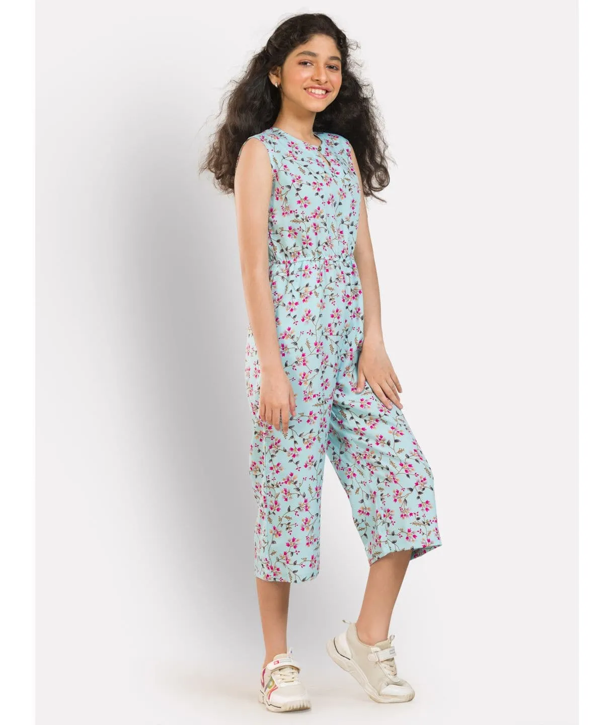 Elasticated Key-hole Jumpsuit for Girls