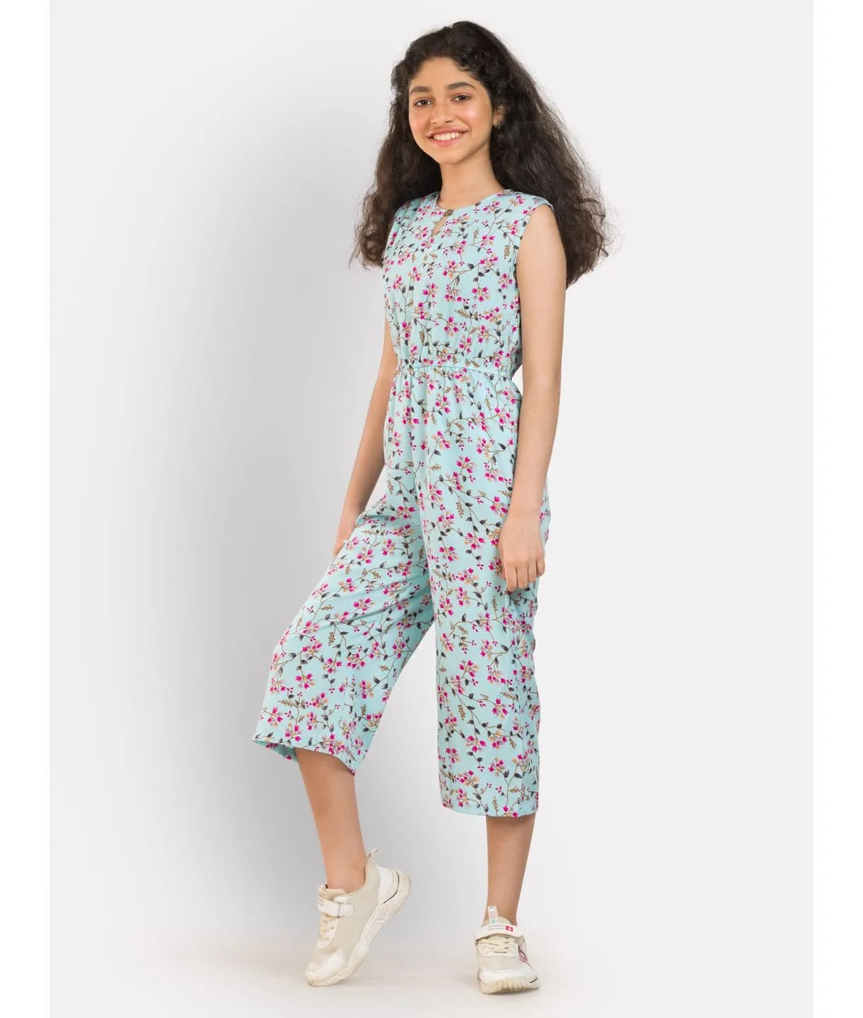 Elasticated Key-hole Jumpsuit for Girls