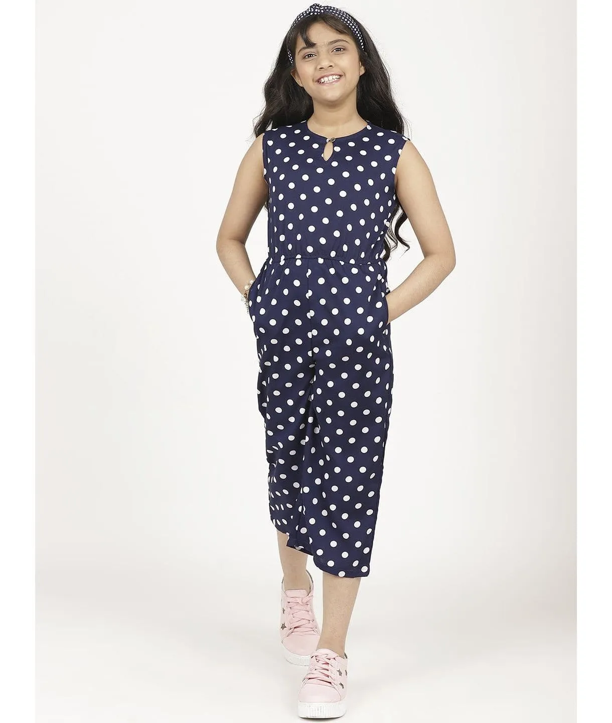 Elasticated Key-hole Jumpsuit for Girls