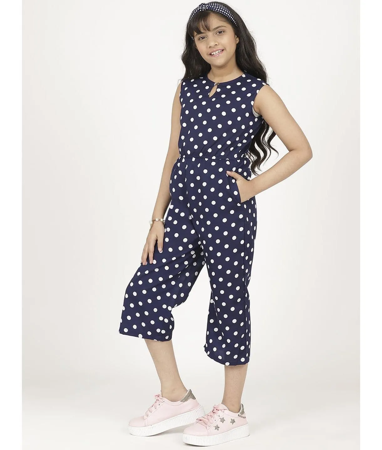 Elasticated Key-hole Jumpsuit for Girls