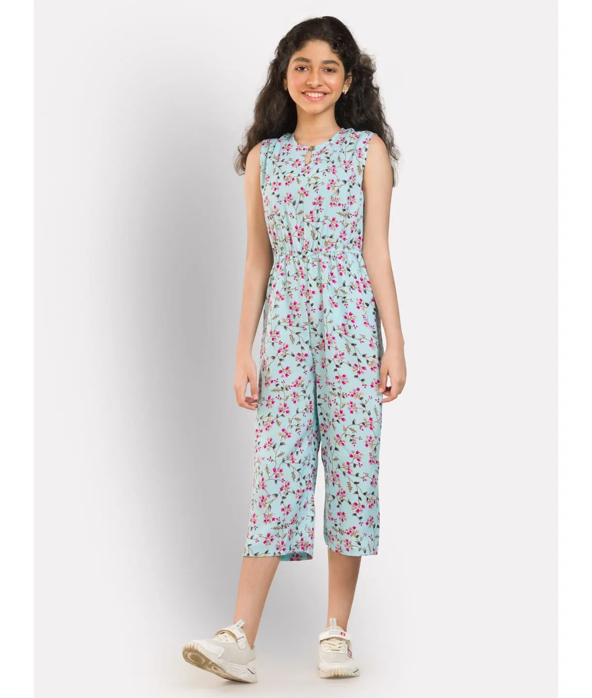 Elasticated Key-hole Jumpsuit for Girls