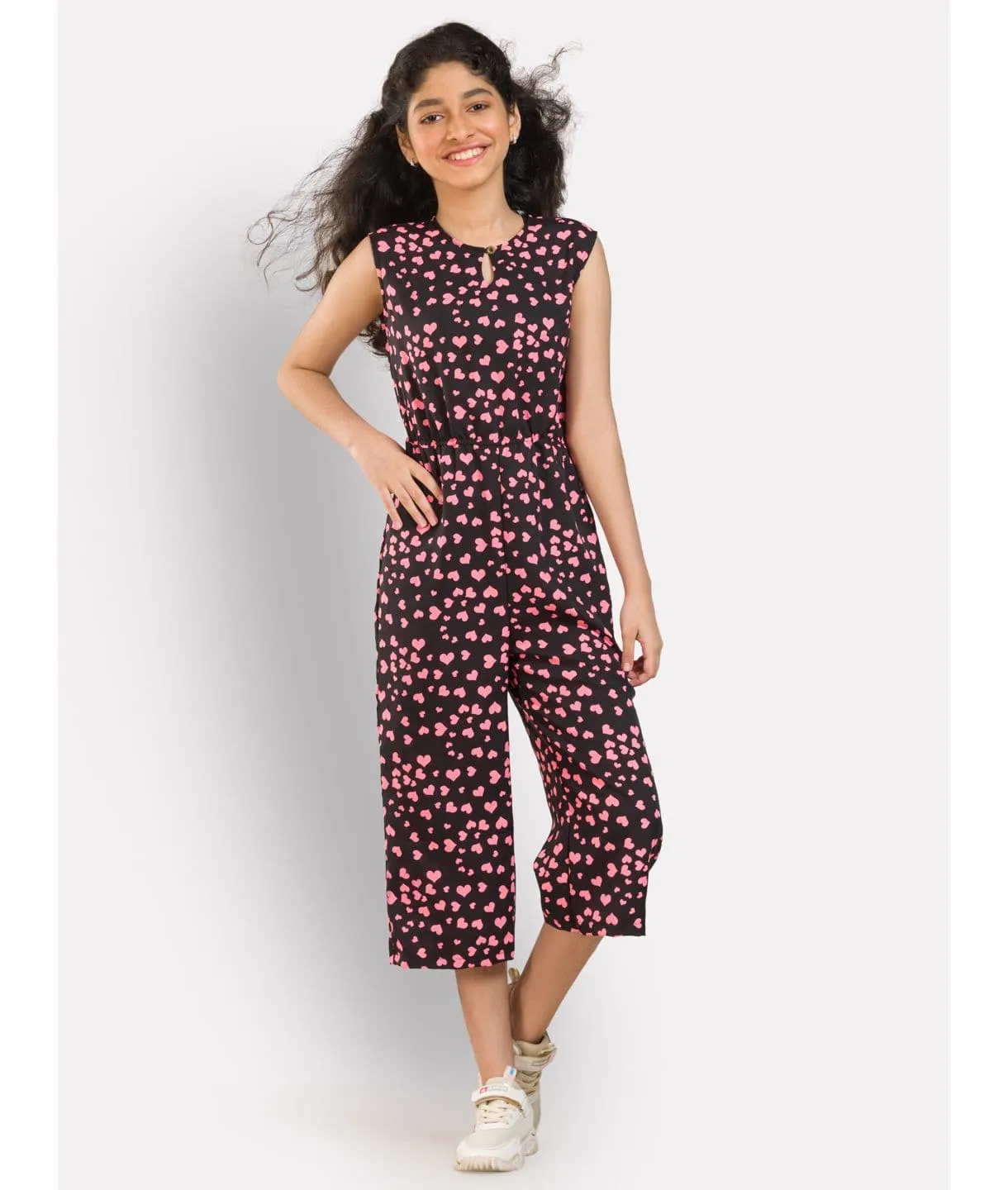 Elasticated Key-hole Jumpsuit for Girls