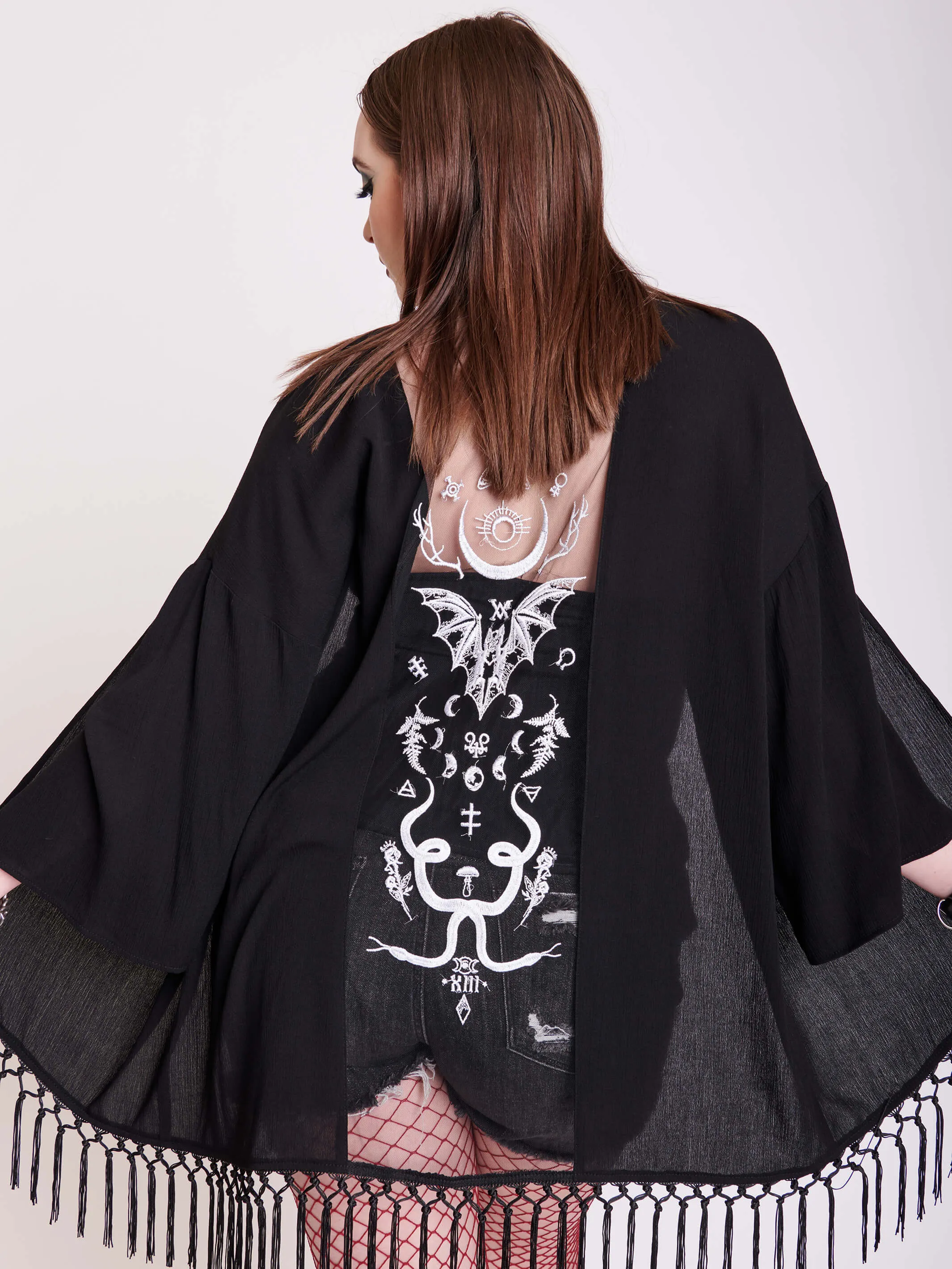 Embroidered Bat Kimono