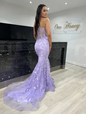 ENID Glitter Strapless Bustier Mermaid Formal Dress