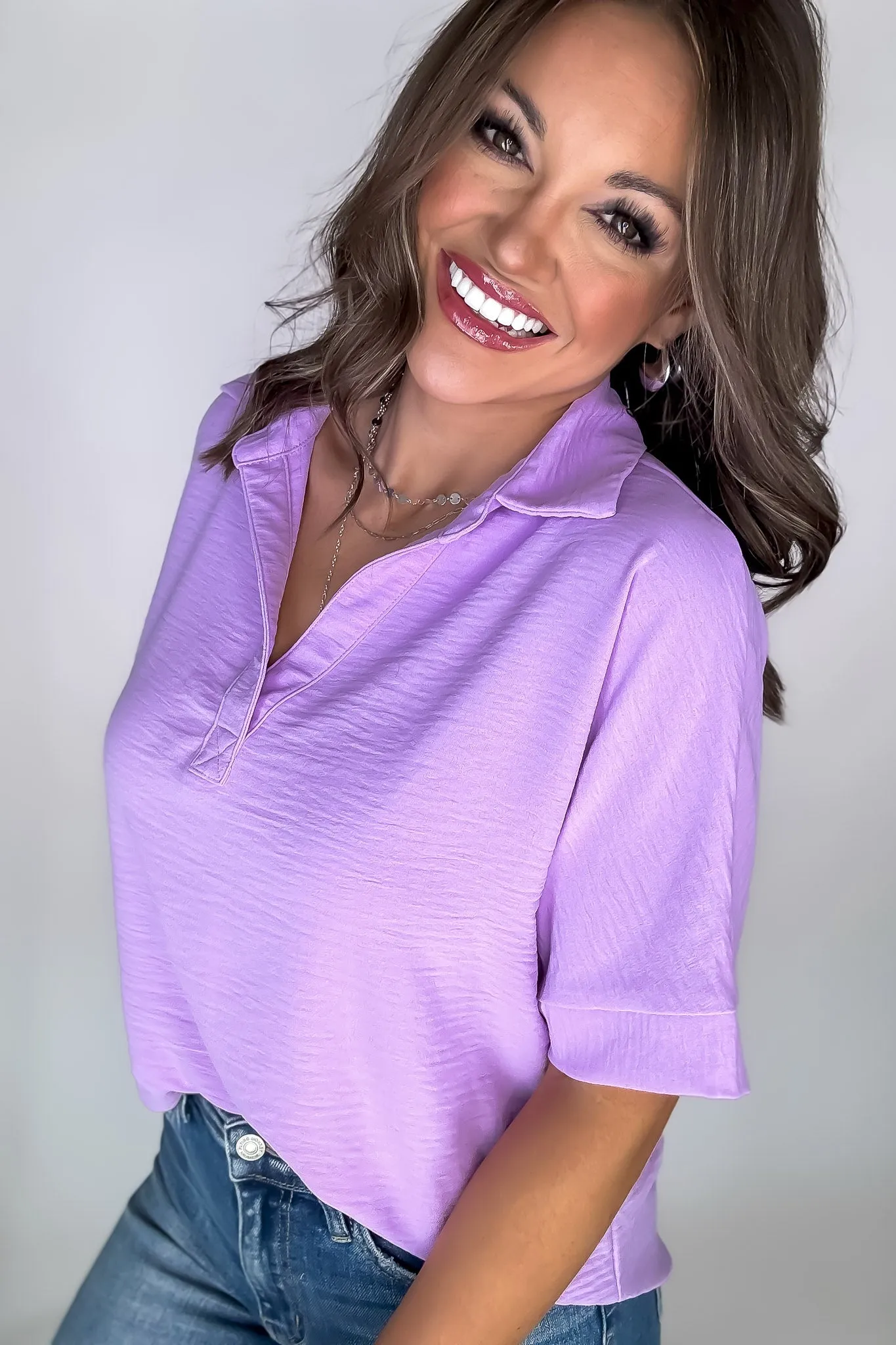 Exclusive Lavender V Neck Top