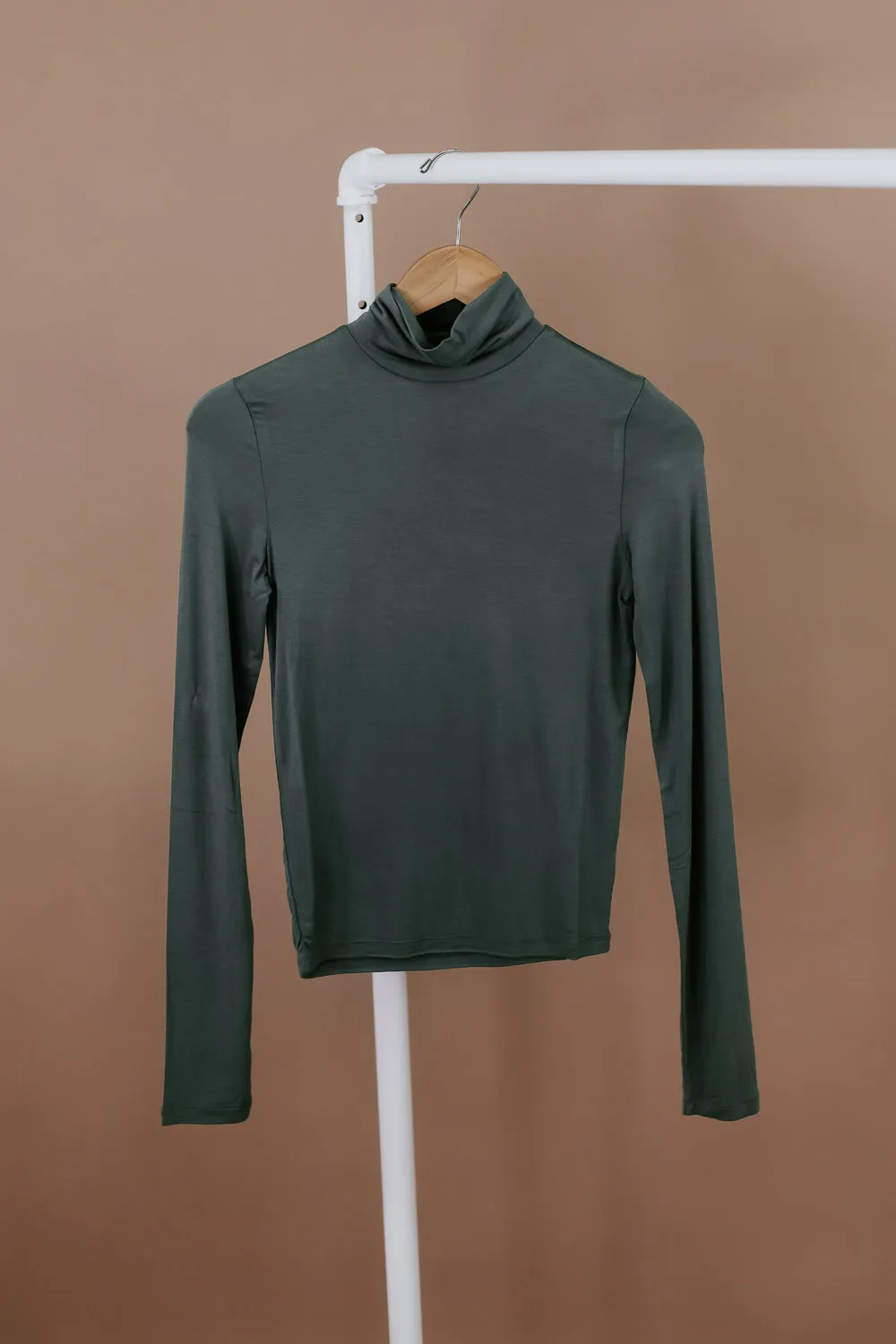 Extra Love Turtle Neck Top, Gray Green