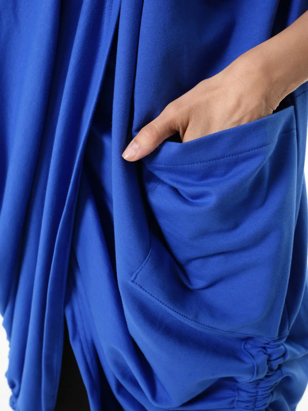 Extravagant Draped Tunic In Blue