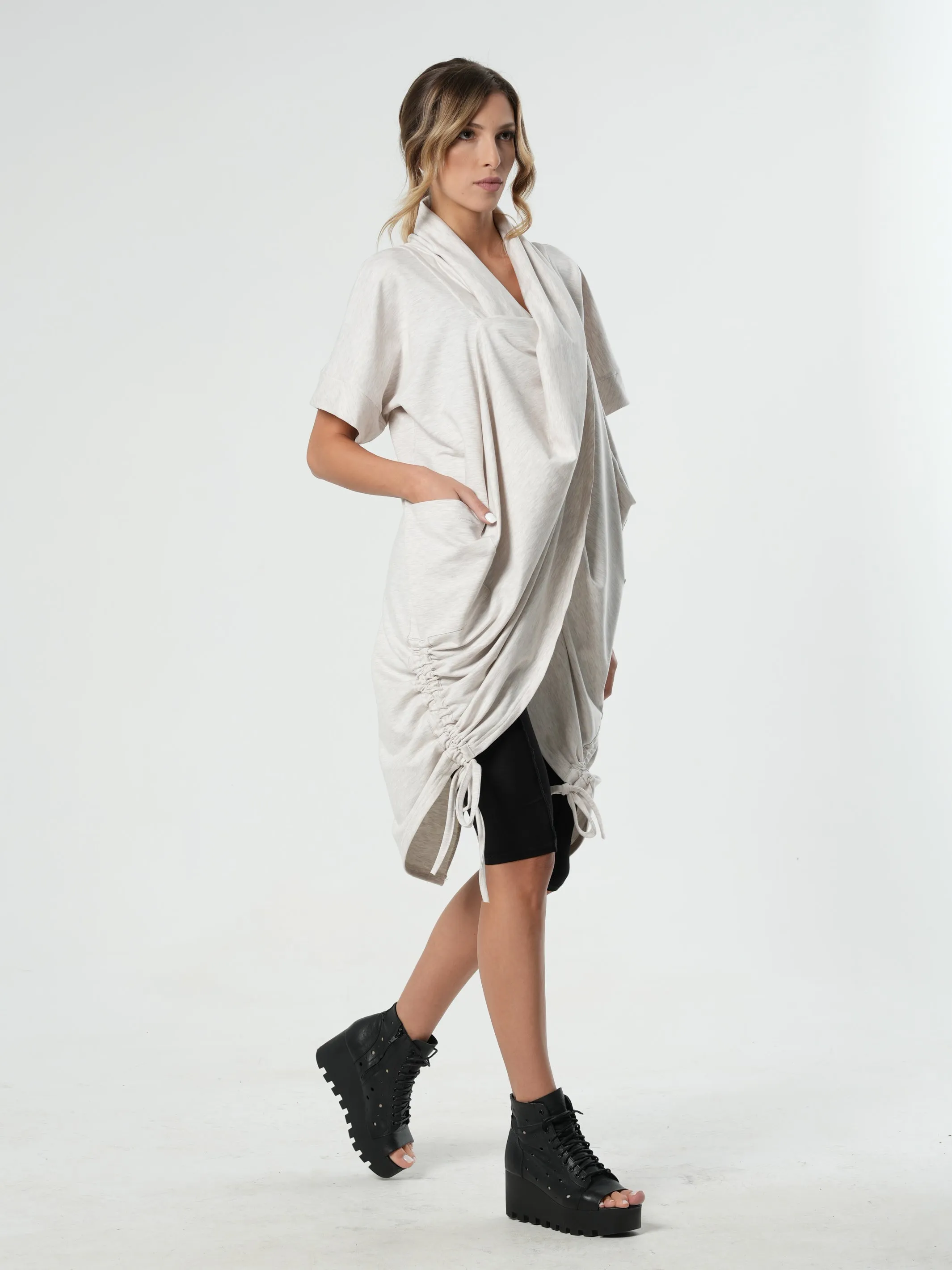 Extravagant Draped Tunic In Ivory