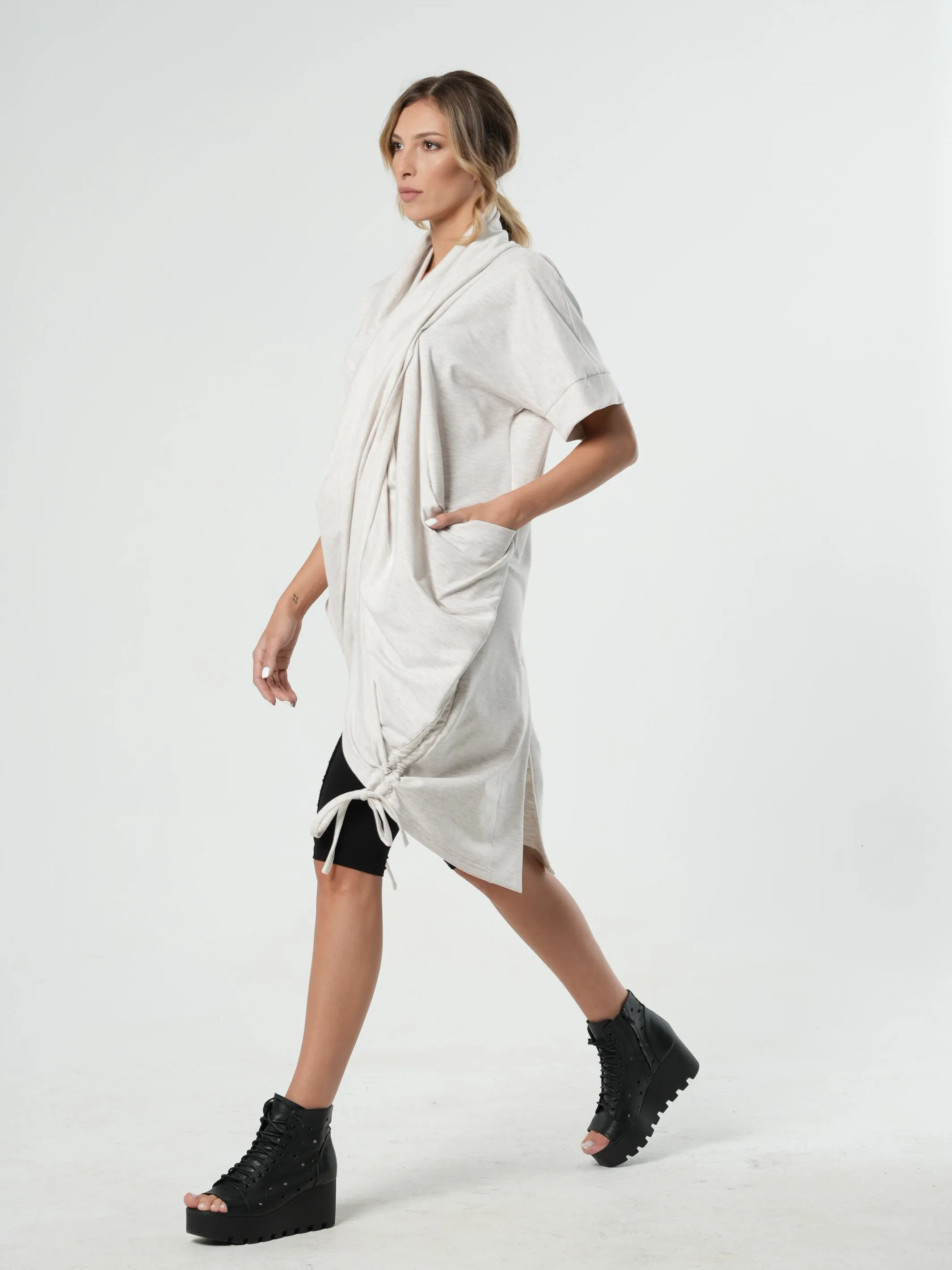 Extravagant Draped Tunic In Ivory